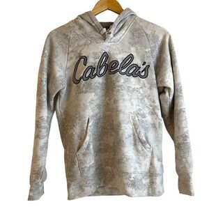 Cabela's Light Grey Camo Embroidered Long Sleeve Hoodie Size Small